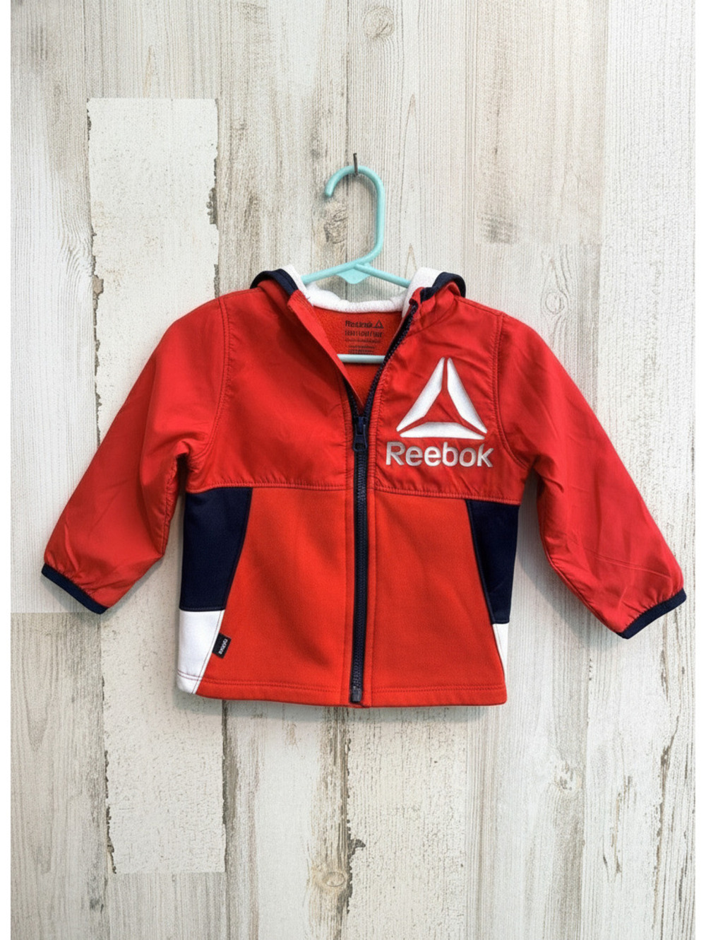 Reebok Baby Red Hooded Full Zip Jacket Colorblock 12M